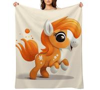 Cute Orange Pony Throw Blanket for Couch, Fluffy Fuzzy Blankets for Women Men, Cozy Soft Bed Blankets for Bedroom, Warm Lightweight Throw Blanket for Travel, Camping 40"x50"