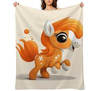 Cute Orange Pony Throw Blanket for Couch, Fluffy Fuzzy Blankets for Women Men, Cozy Soft Bed Blankets for Bedroom, Warm Lightweight Throw Blanket for Travel, Camping 60"x80"