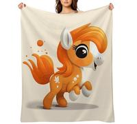 Cute Orange Pony Throw Blanket for Couch, Fluffy Fuzzy Blankets for Women Men, Cozy Soft Bed Blankets for Bedroom, Warm Lightweight Throw Blanket for Travel, Camping 50"x60"