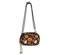 Cute Orange Pumpkin Ghosts for Halloween Black Crossbody Bag Men Practical with Adjustable Strap Small Shoulder Bag Have a meal bolso de mano para mujer