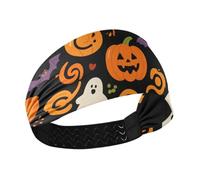Cute Orange Pumpkin Ghosts for Halloween Non-Slip yoga headband Elastic head sweat bands for women for Football Cycling Cycling Daily use