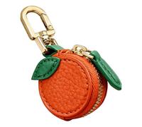 Cute Orange Shaped Keychain Purse for Women, Mini Waterproof Leather Coin Pouch with Zipper, Handmade Gift for Girls Backpack Decoration