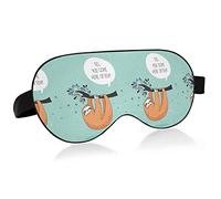 Cute Orange Sloth On A Branch Against Turquoise Eye Masks Cover Blocks Light Sleep Mask Shade Cover Blindfold Relaxing Eyeshade Cover with Adjustable Head Strap for Men Women Kids