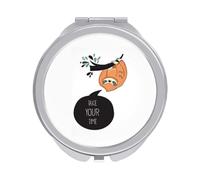 Cute Orange Sloth On A Branch Take Your Time Folding Make Up Mirror, Compact 2X/1X Magnification Mirror, Women Portable Travel Makeup Mirror 2.4 x 2.4 inch