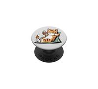 Cute Orange Tabby Cat Ice Cream Cartoon PopSockets Adhesive PopGrip