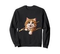 Cute Orange Tabby Cat Peeking Zipper Pocket Kitten Cat Lover Sweatshirt