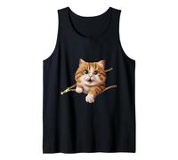 Cute Orange Tabby Cat Peeking Zipper Pocket Kitten Cat Lover Tank Top