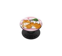 Cute Orange Tabby Cat Sleeping Kitten Turtle Kawaii Pink PopSockets Adhesive PopGrip