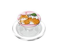 Cute Orange Tabby Cat Sleeping Kitten Turtle Kawaii Pink PopSockets PopGrip for MagSafe