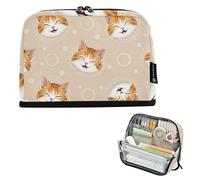 Cute Orange Tabby Kittens White Large Pencil Pouches Zipper Case Pencil Bags Storage Classroom Pen Bag Boys Cartoon Adults Kids Back to School Organizer