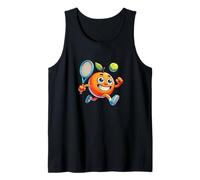 Cute Orange Tennis Player with Racket and Ball Mascot Tank Top