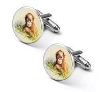 Cute Orangutan Men's Cufflinks Tuxedo Cuff Links Shirt Tie Decor for Business Weddings