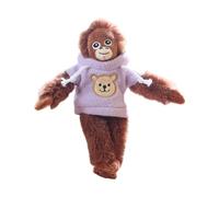 Cute Orangutan Plush with Removable Hoodie, 20cm Soft Monkey Stuffed Animal Toy, Fluffy Plushie Doll for Children, Perfect Cuddly Toy for Girls & Boys (Purple)