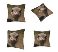 Cute Ostrich All Season Pillow Case Cover Polyester Double Sided Print,Soft Decorative Cushion Cover For Sofa Bed-Hidden Zipper, Wrinkle Resistant