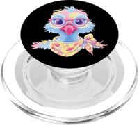 Cute Ostrich Portrait Bird Lover Graphic Pink Glasses Yellow PopSockets PopGrip for MagSafe