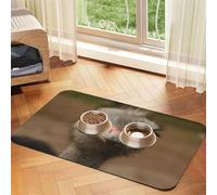 Cute Ostrich print Cats Pet Bowl Placemat Pet Feeding Mats for Dogs, Non-Slip PU Leather Tablecloth for Pets