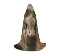 Cute Ostrich Print Hooded Wizard Robe Halloween Cloak Medieval Renaissance Cosplay Christmas Party Outfits