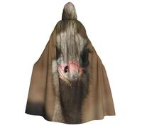 Cute Ostrich print Unisex Medieval Viking Hooded Cape Cloak for Halloween Cosplay, Christmas Party Costume Outfits