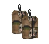 Cute Ostrich Print Waterproof Shoe Bag Travel Bag with Carry Strap Storage Bag Versatile Cosmetic Bag-2pcs