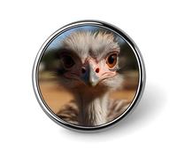 Cute Ostrich Round Badge Personalized Metal Lapel Pin Badges Fit Clothing Bags Hat Humorous Printed Brooch Badge Party Decorations Accessories for Men Women