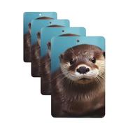 Cute Otter 4 Pcs Car Air Freshener Lavender Hanging Scented Cards Automotive Scented Hanging Sheets Rectangle For Car Home Office Closet Bathroom