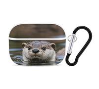 Cute Otter Airpod Pro Case AirPods 2 Case for Women Hard Shell Protective Cover with Carabiner Keychain Compatible with AirPods Case 2nd 1st Generation, Front LED Visible White