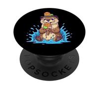 Cute Otter Animal and Ice Cream Design Gift Men Women Kids PopSockets Adhesive PopGrip
