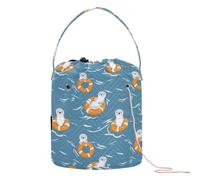 Cute Otter Animals Blue Ocean Yarn Storage Crochet Hook Organizer Portable Crocheting Bag for Crochet Holder Knitting Accessory