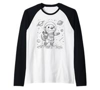Cute Otter Astronaut Space Explorer Moon Landing Animal Raglan Baseball Tee