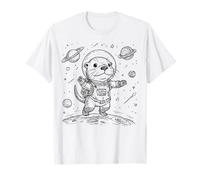 Cute Otter Astronaut Space Explorer Moon Landing Animal T-Shirt