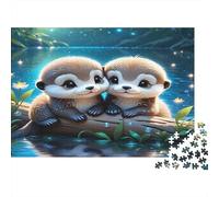 Cute Otter Babies 1000Pc Puzzle for Adults: Two Cute Otters on A Branch for The Whole Family Women, Gifts for Men 52x38cm/1000pcs