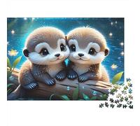 Cute Otter Babies Recycled Cardboard Jigsaw Puzzle MeerkatNight Decoration 1000 Piece for Adults Classic Educational Games 70x50cm/1000pcs