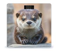 Cute Otter Bathroom Scale for Body Weight with High Precision Large LCD Backlight Display Digital Weighing Scale with BMI Capacity Up to 180kg