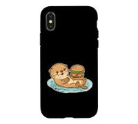 Cute Otter Burger Lover Cartoon Case for iPhone X/XS