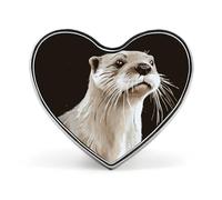 Cute Otter Button Pin Personalized Metal Round Badge for Clothes Bags - Custom Photo Lapel Brooch Animal Lover Gift for Women Kids