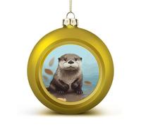 Cute Otter Christmas Balls Ornaments 4PCS Christmas Tree Hanging Ball Personalization Golden-Style Xmas Trees Ball Pendant for Holiday Party Decoration Supplies
