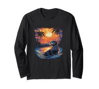 Cute Otter Discover The Spirit Animal River Otter Sunset Long Sleeve T-Shirt