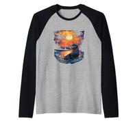 Cute Otter Discover The Spirit Animal River Otter Sunset Raglan Baseball Tee