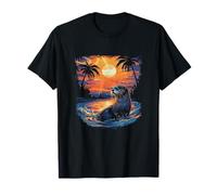 Cute Otter Discover The Spirit Animal River Otter Sunset T-Shirt