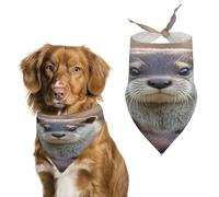 Cute Otter Dog Bandana Adjustable Pet Scarf Soft Washable Polyester Triangle Bib Lightweight Breathable Pet Bib for Dogs Cats Puppies Suitable for Holiday Birthday