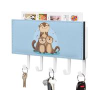 Cute Otter Family Key Holder Wall Mounted Key Rack Organizer with 5 Hooks