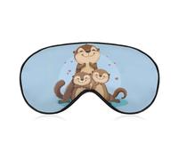 Cute Otter Family Sleep Mask Lightweight Blindfold Eye Mask with Adjustable Strap for Men Women
