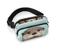 Cute Otter Fanny Pack for Women, Personalized Waist Bag with Multi-Pockets for Men, Belt Bag for Travel, Crossbody Bags with Zipper, Adjustable Bum Bags for Running