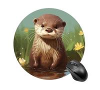 Cute Otter Gaming Mouse Pad Funny Mousepad with Non-Slip Rubber Base Cute Mouse Pads for Desk for Women Small Portable Mouse Mat for Laptop Mini Computer Mousepads 7.8x7.8 Inches