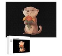 Cute Otter Holding Flower Funny Jigsaw Puzzles Wooden Picture Puzzle for Adults Home Decors Gift