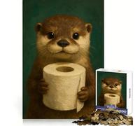 Cute Otter Holding Toilet Paper for Adults 1000 Piece Jigsaw Puzzle DownTime Game Indoor Play Fun Challenge Wall Accent (50x75cm)