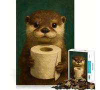 Cute Otter Holding Toilet Paper Puzzles for Teenagers 1000 Pieces Home Play Tension Relief Home Activity Nice Art (38x26cm)