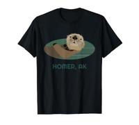 Cute Otter Homer, Alaska Coast Resident Value Graphic T-Shirt, Men, Black, M