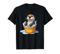 Cute Otter in Bubble Bath Bucket Cartoon T-Shirt