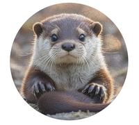 Cute Otter Jigsaw Puzzle Challenging Round Animals Puzzle Wooden Jigsaw Puzzles for Adults Families 195 PCS